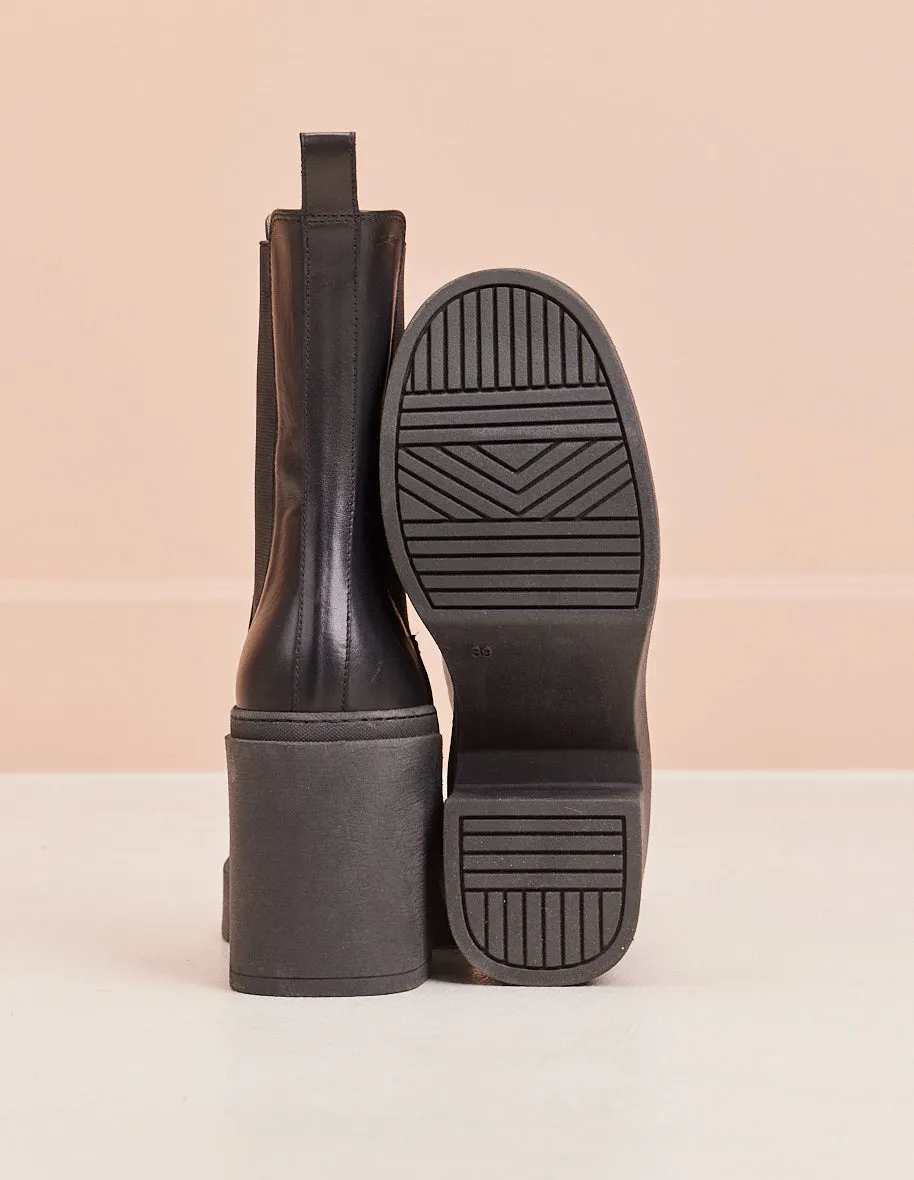 Bottines à talons Sophie - Cuir noir