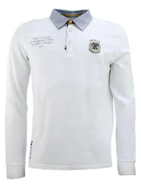 Boys' long-sleeved polo shirt ECEDICE - VENT DU CAP - White