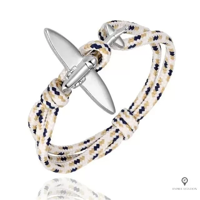 Bracelet Avion Corde Blanc et Beige