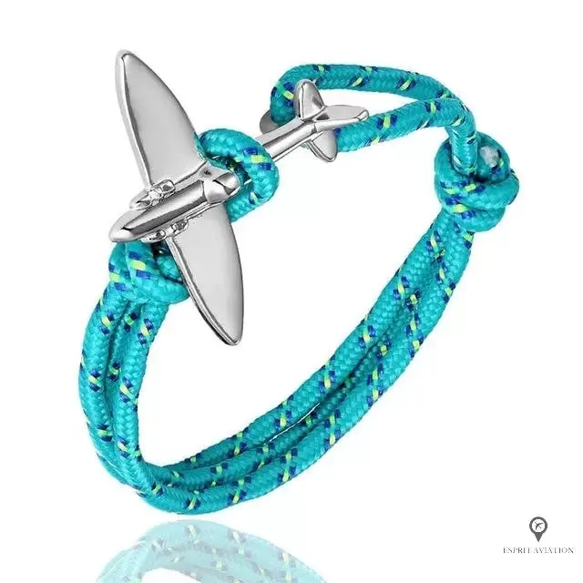 Bracelet Avion Corde Bleu et Vert