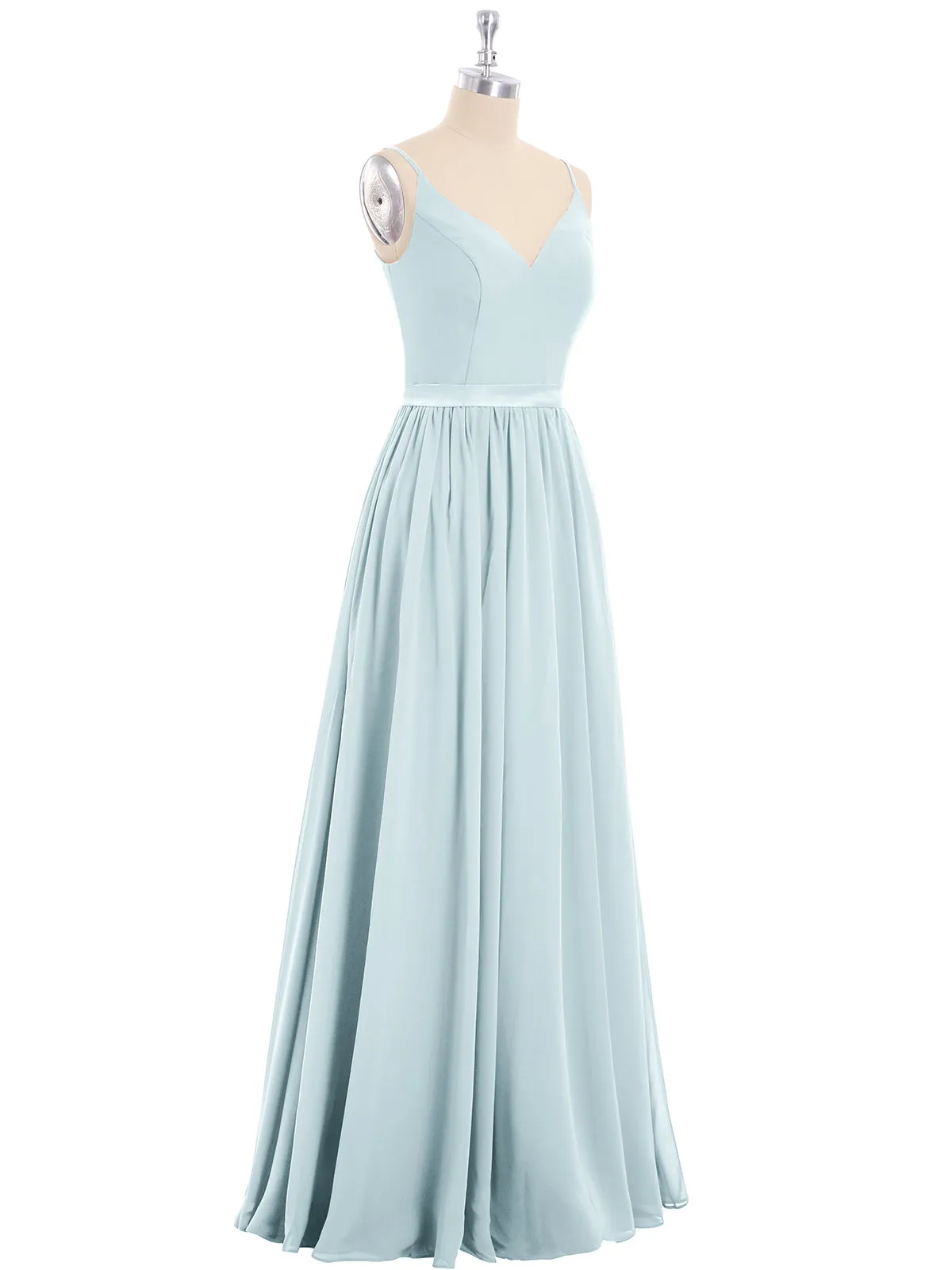 Bretelle Spaghetti Mousseline Robe de Demoiselle d'Honneur Brume Grande Taille