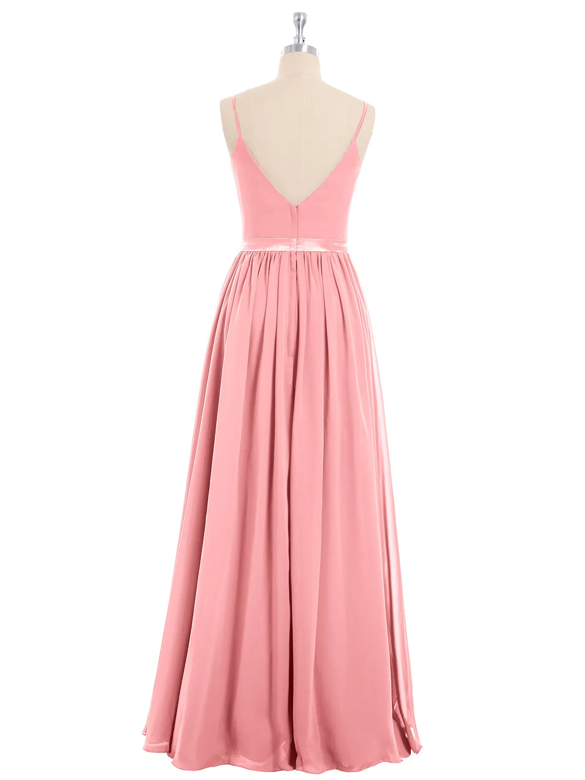 Bretelle Spaghetti Mousseline Robe de Demoiselle d'Honneur Flamant Grande Taille