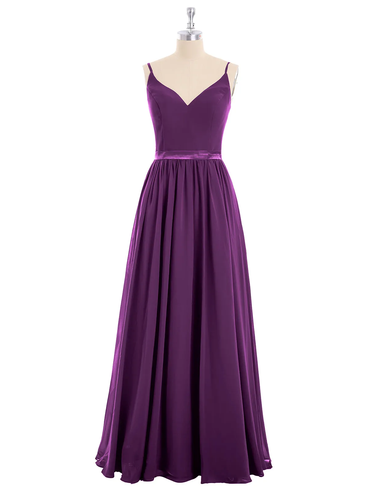 Bretelle Spaghetti Mousseline Robe de Demoiselle d'Honneur Raisin
