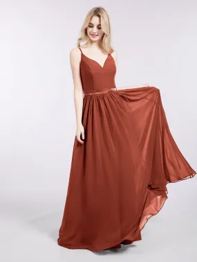 Bretelle Spaghetti Mousseline Robe de Demoiselle d'Honneur Rouille