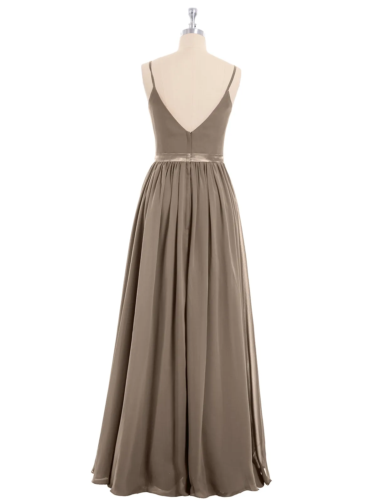 Bretelle Spaghetti Mousseline Robe de Demoiselle d'Honneur Taupe