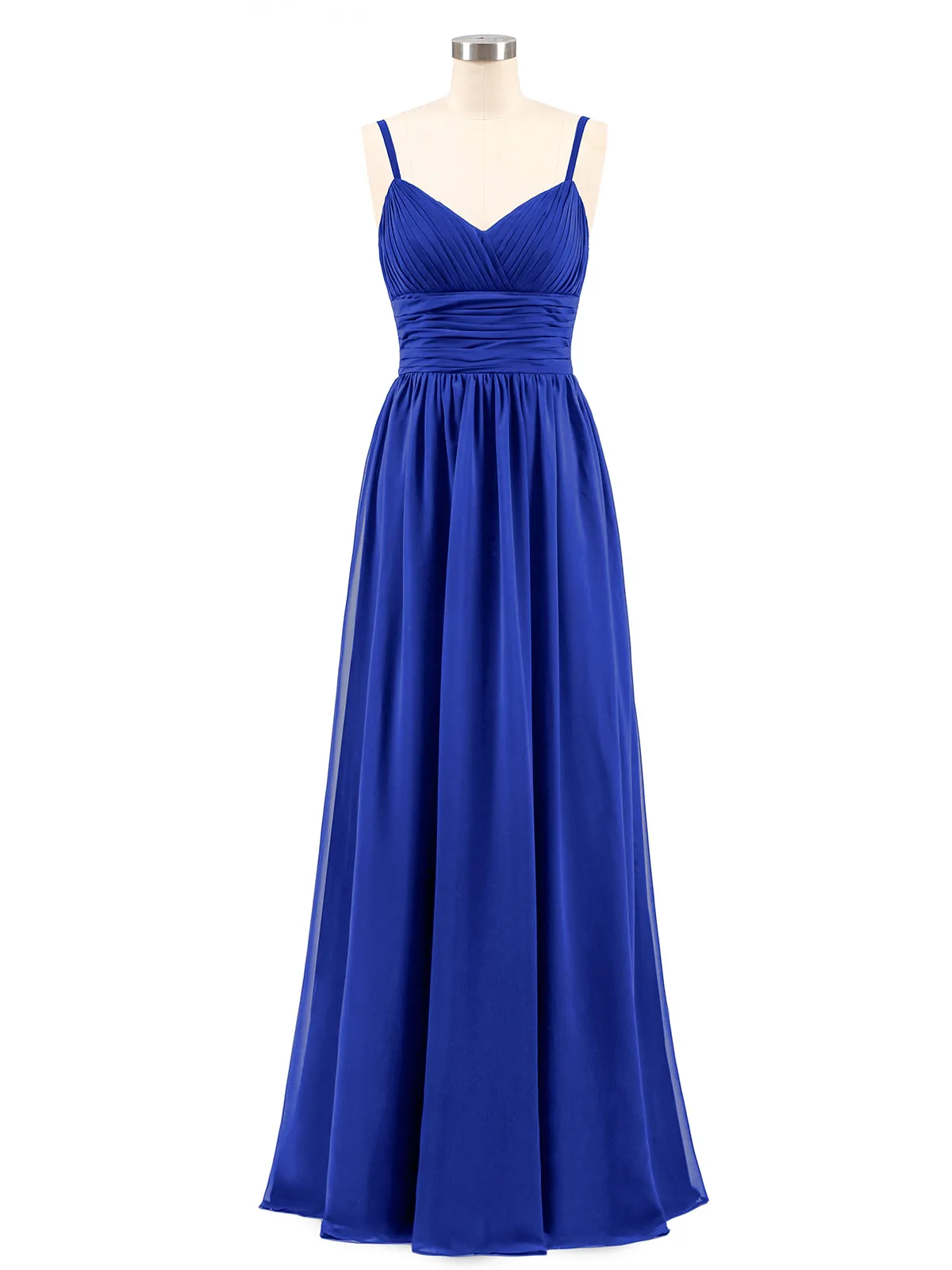 Bretelles Spaghetti Mousseline Maxi Robes Bleu Royale Grande Taille
