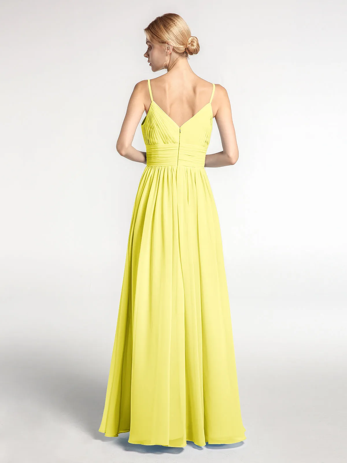 Bretelles Spaghetti Mousseline Maxi Robes Citron Grande Taille
