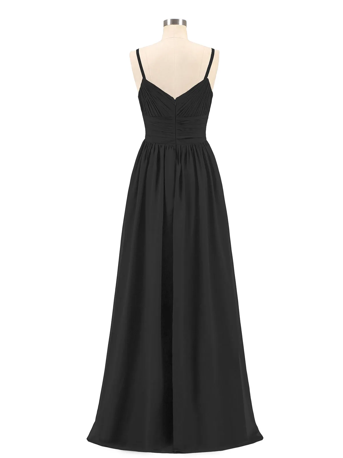 Bretelles Spaghetti Mousseline Maxi Robes Noir Grande Taille