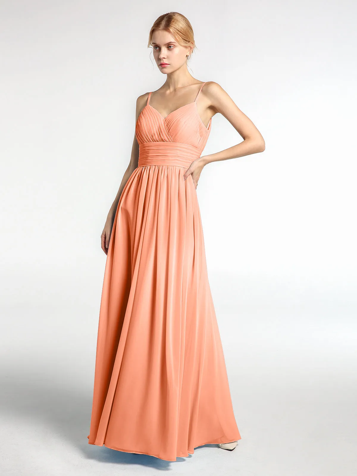 Bretelles Spaghetti Mousseline Maxi Robes Papaye Grande Taille