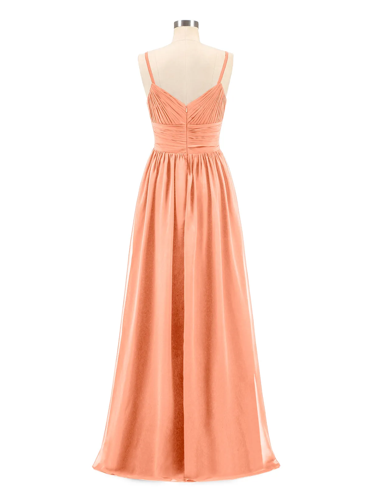 Bretelles Spaghetti Mousseline Maxi Robes Papaye Grande Taille