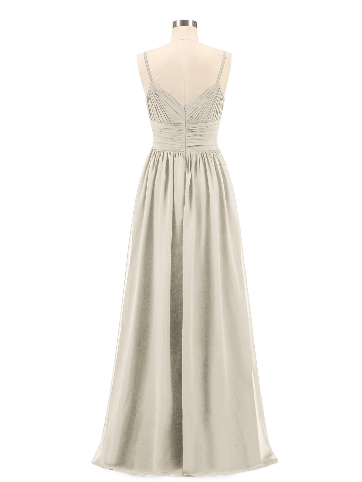 Bretelles Spaghetti Mousseline Maxi Robes Taupe Grande Taille