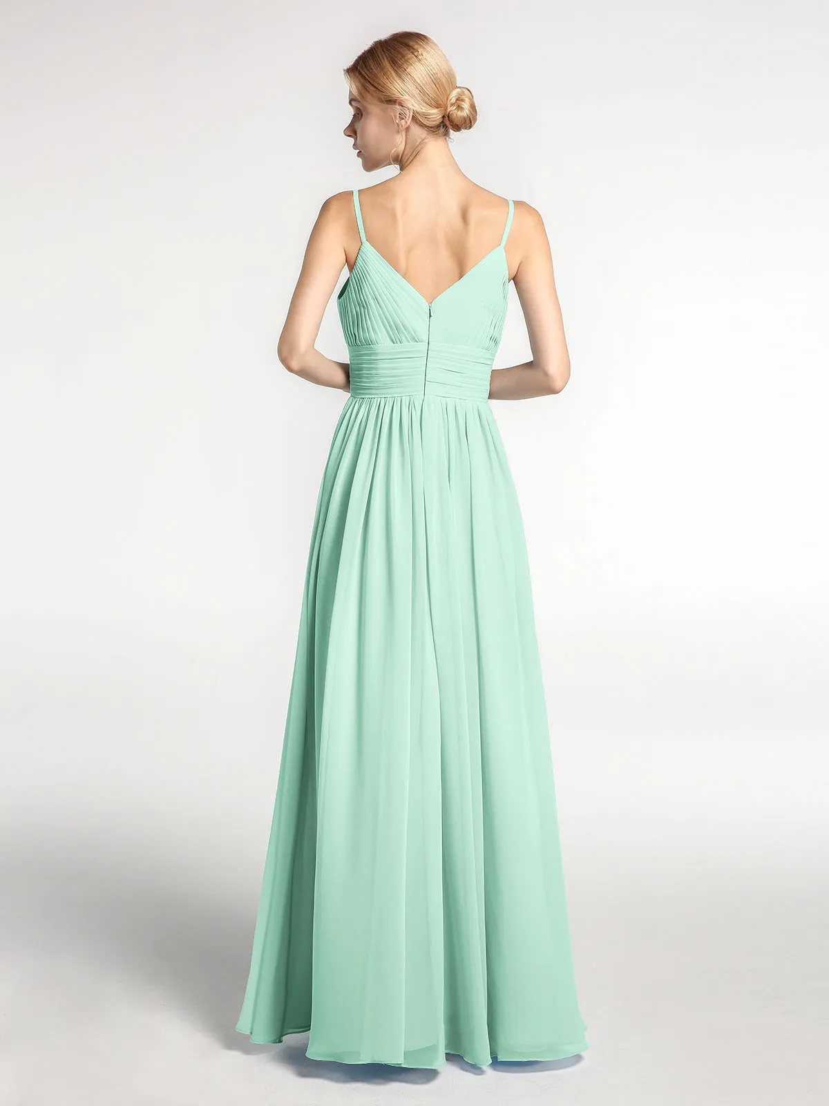 Bretelles Spaghetti Mousseline Maxi Robes Vert Menthe
