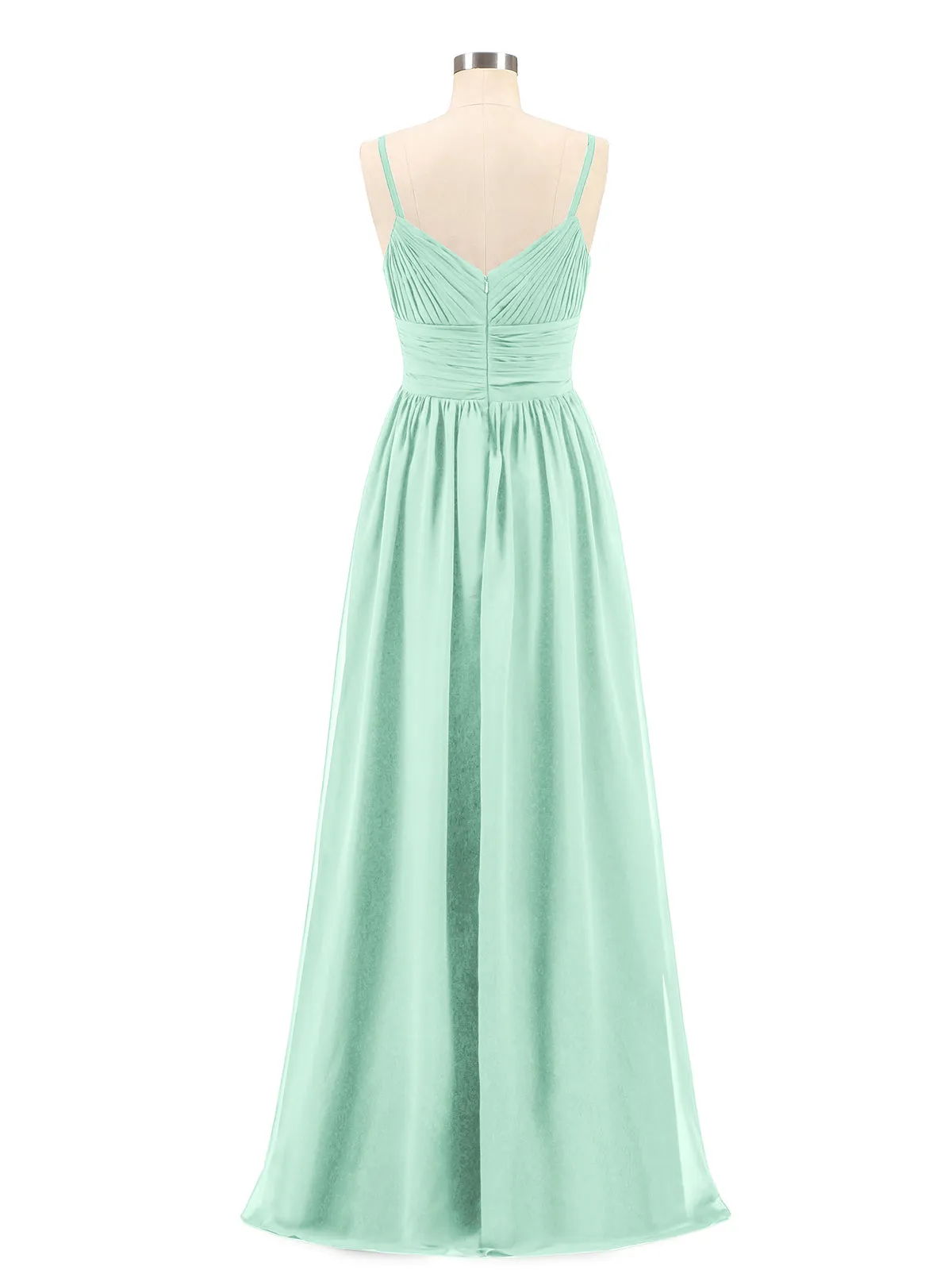 Bretelles Spaghetti Mousseline Maxi Robes Vert Menthe