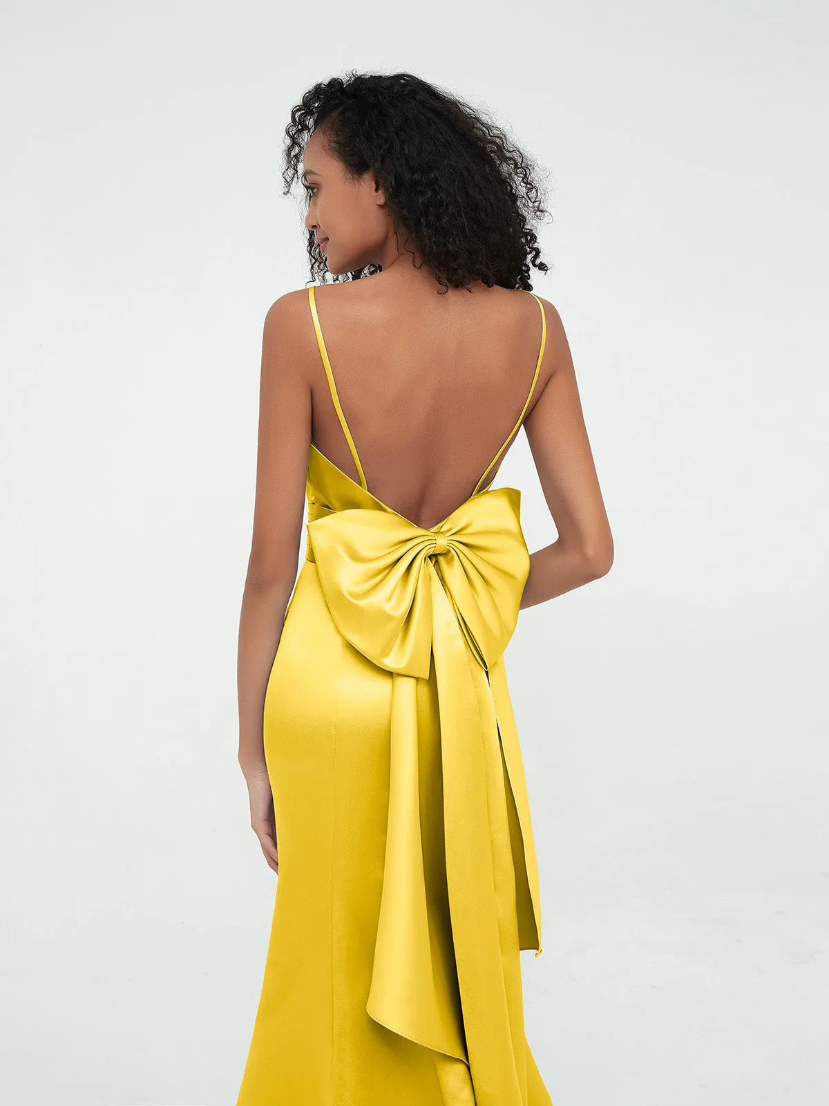 Bretelles Spaghetti Robes de Sirène en Satin Souci Grande Taille