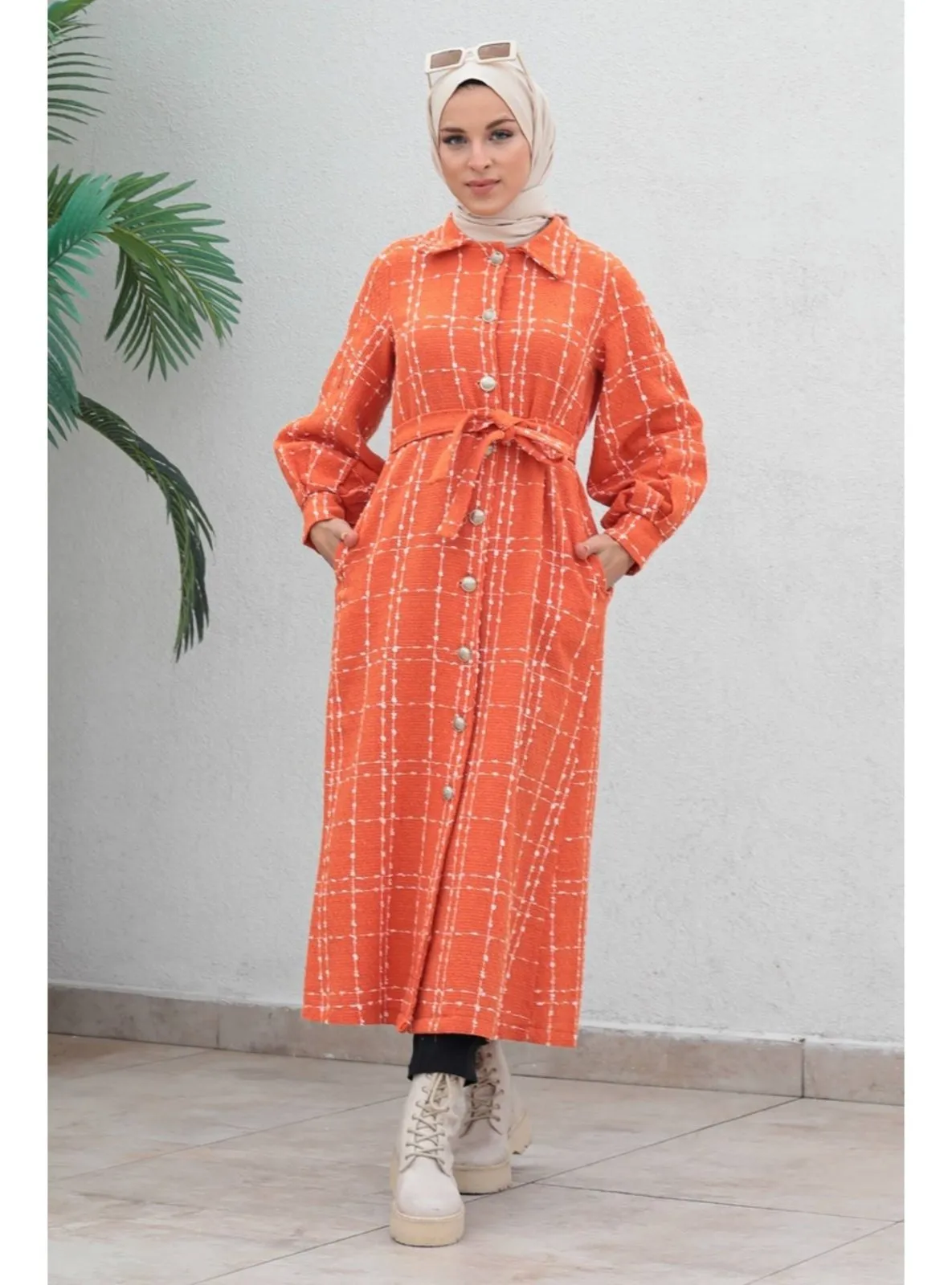 Button Down Coat Orange 19600