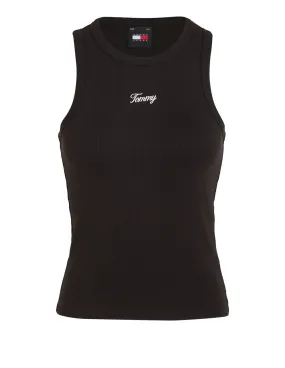 Camiseta Tommy Jeans con Logo Negra Mujer