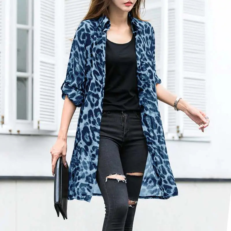 Cardigan Bleu Léopard