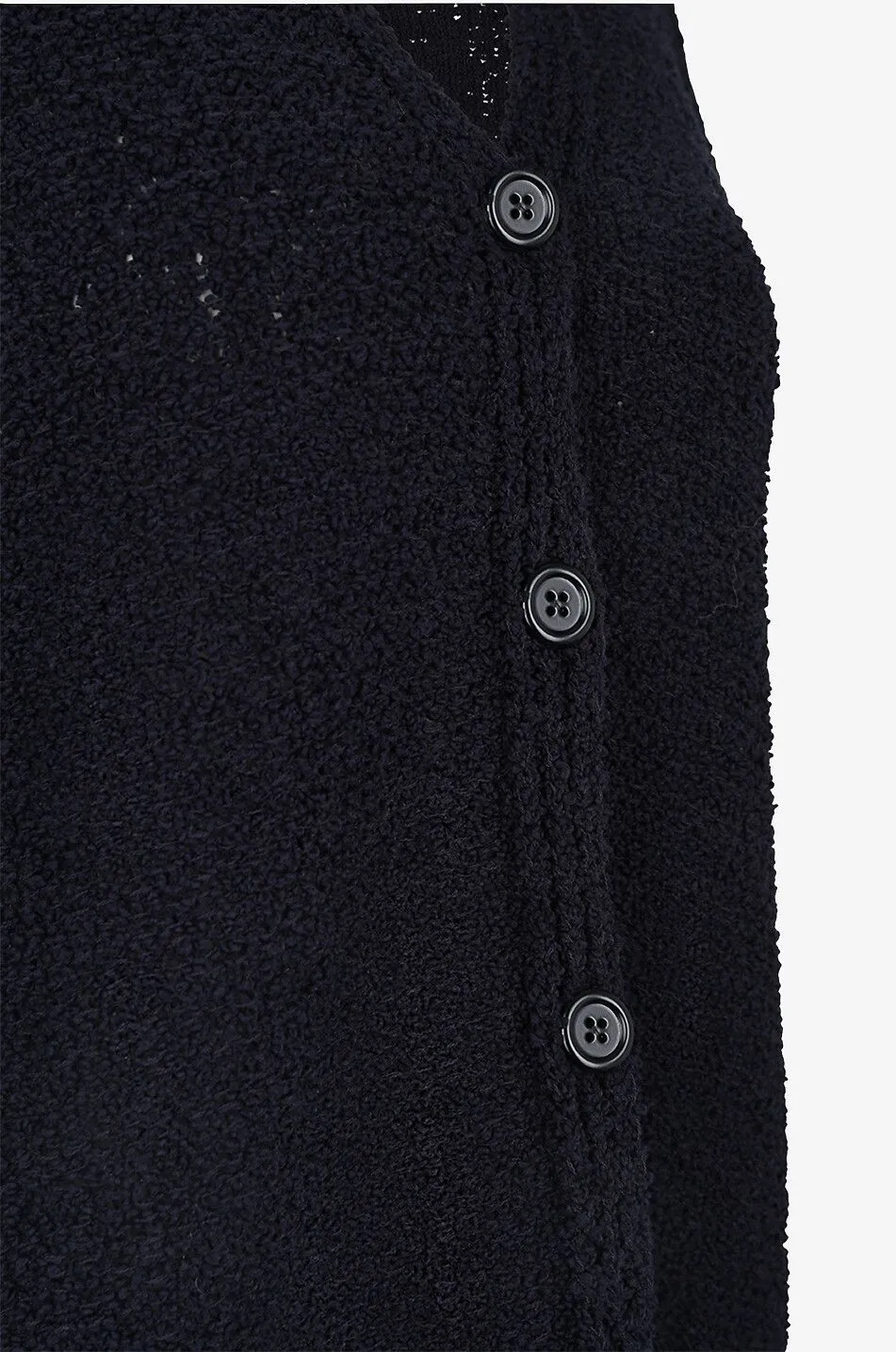 Cardigan boutonné à col V en maille bouclette