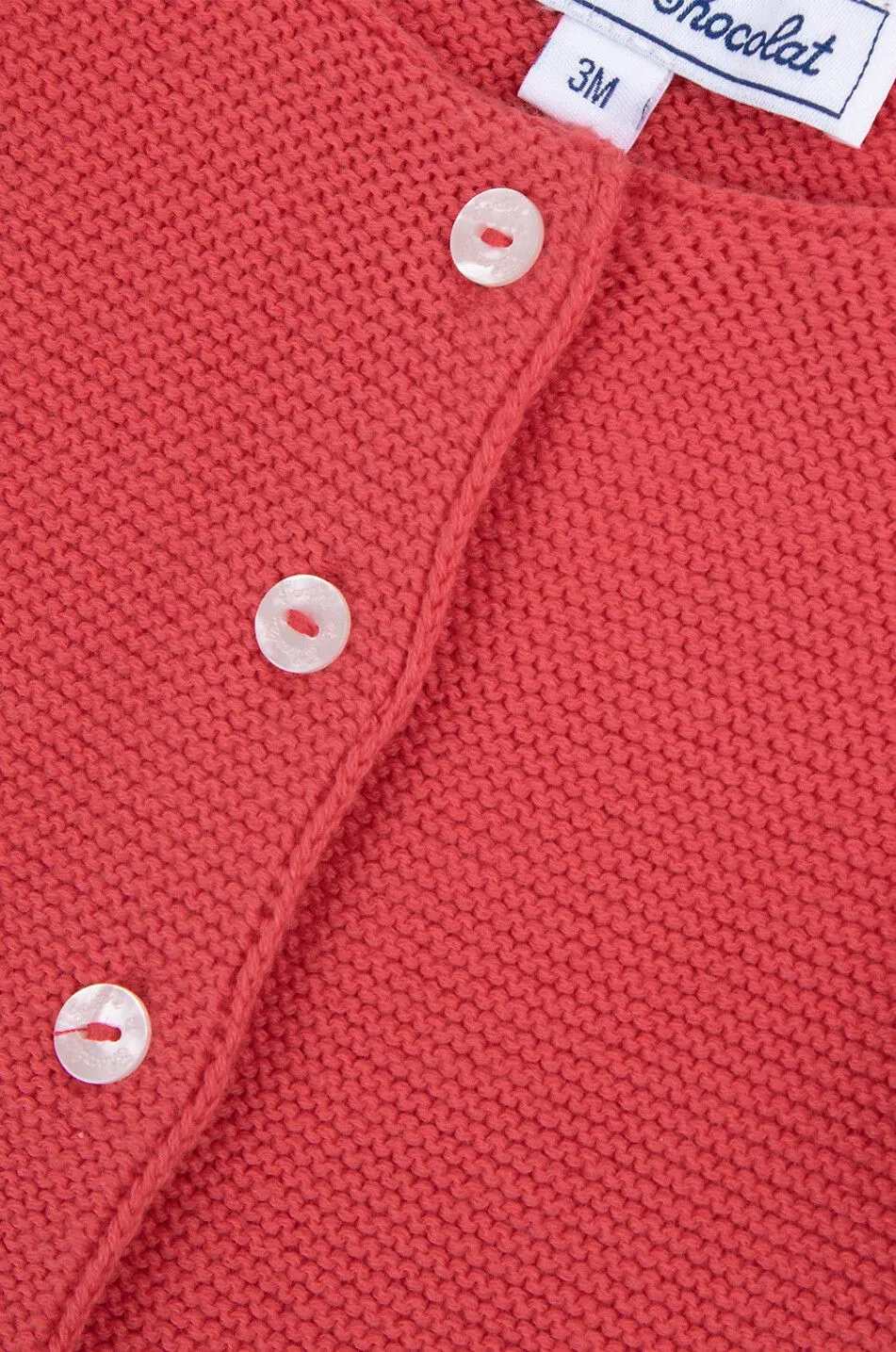 Cardigan en coton bébé point mousse à volants