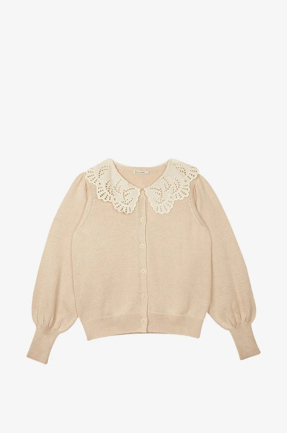 Cardigan fille en coton bio à col brodé Venera