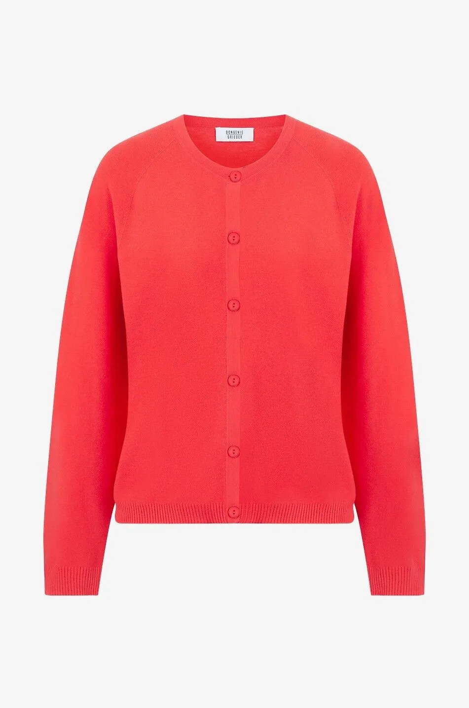 Cardigan fin boutonné à col rond en coton et cachemire
