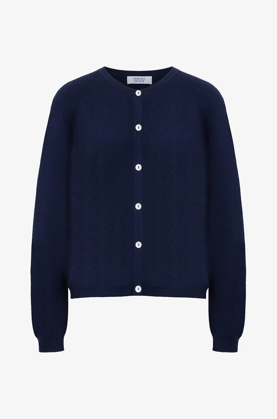 Cardigan fin boutonné à col rond en coton et cachemire