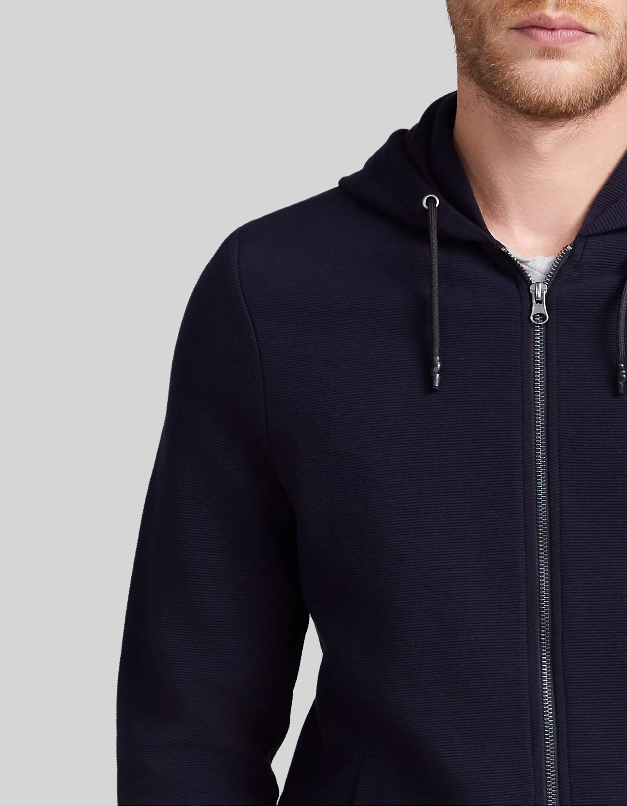 Cardigan marine reliefé à capuche Homme