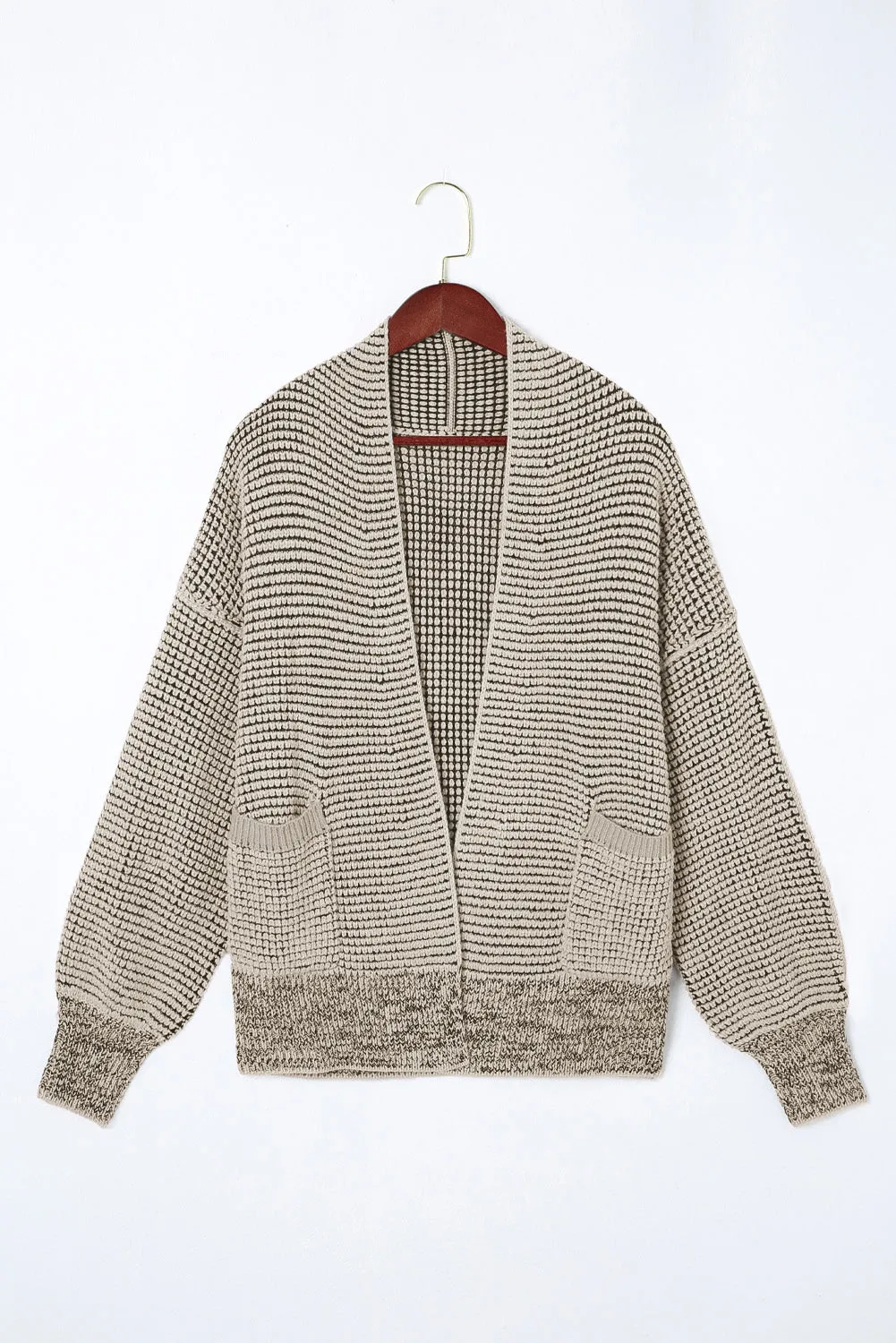 Cardigan à col surdimensionné en tricot gaufré épais abricot