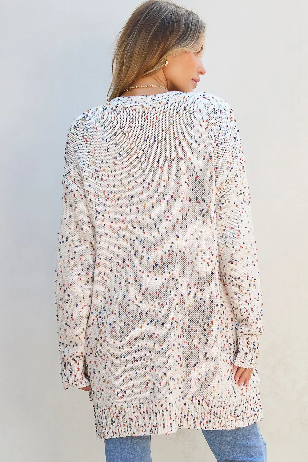 Cardigan à manches longues en tricot ctelé blanc Confetti
