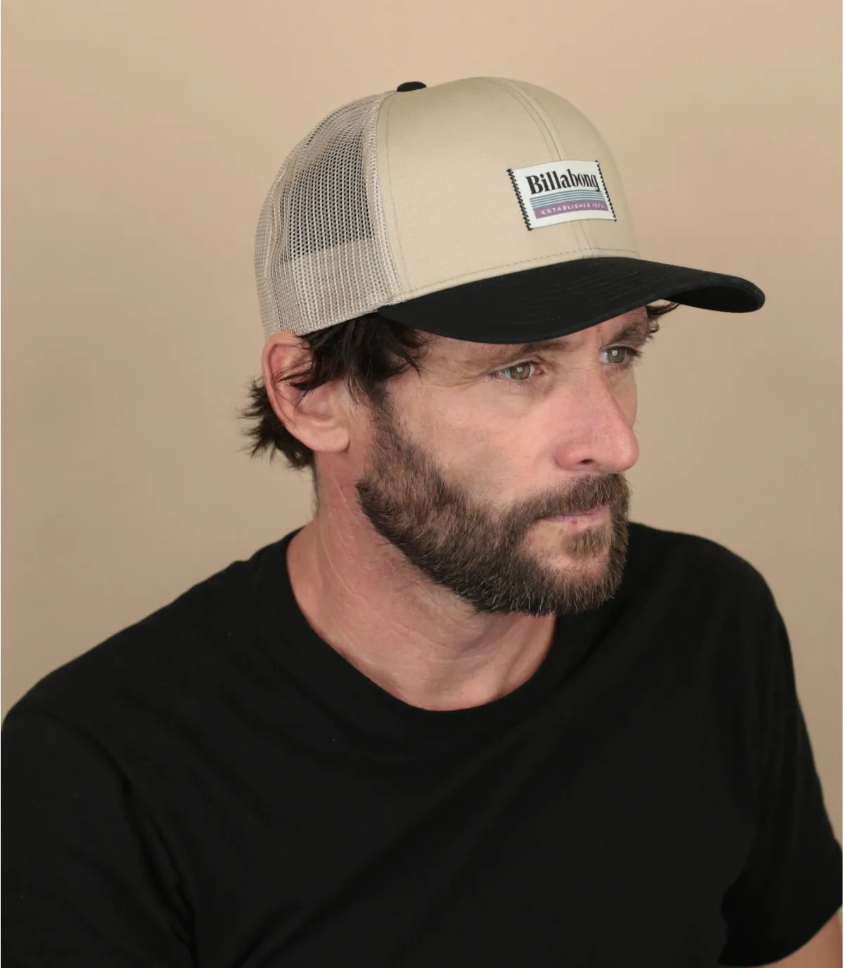 Casquette trucker beige noire - Casquette Walled Trucker taupe Billabong : Headict