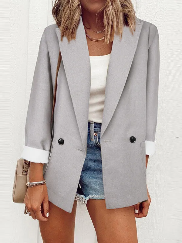 Casual Blazer Ample Femme Veste Classique à Manches Longues
