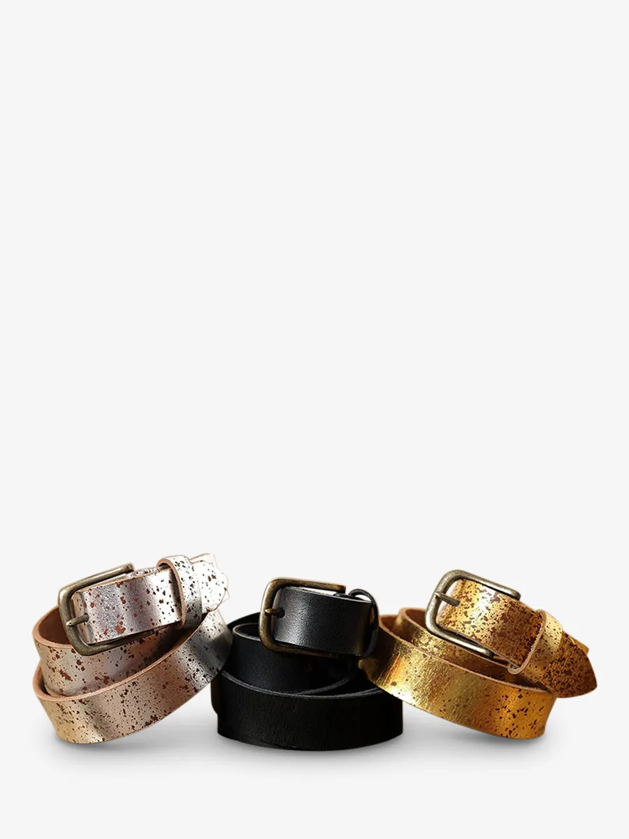 CEINTURE EN CUIR POUR HOMME ET FEMME DORÉ LaCeinture à Boucle - Eclats Dorés