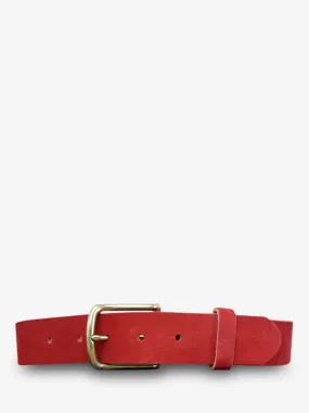 CEINTURE EN CUIR POUR HOMME ET FEMME ROUGE LaCeinture Magnifique Nubuck - 35mm - Rouge Carmin