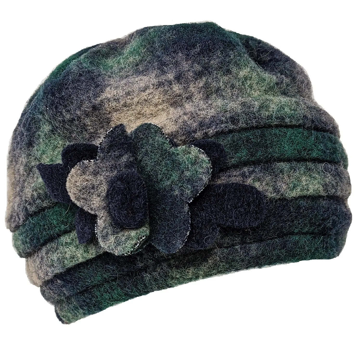 Chapeau bonnet en laine bouillie avec fleur