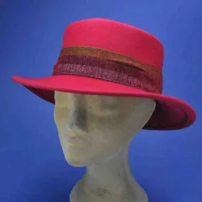 Chapeau canotier à grand bord couleur rubis | Chapeau pour femme