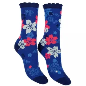 Chaussettes coton bio bleues fleuries Lili Gambettes