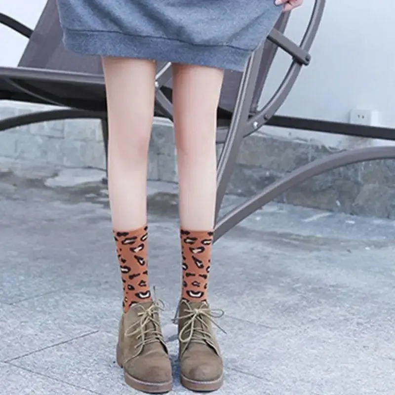 Chaussettes Léopard Côtelées