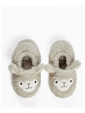 Chaussons avec des oreilles pour garçon 'Alpaga'   DISCOVER PERU - Gris clair