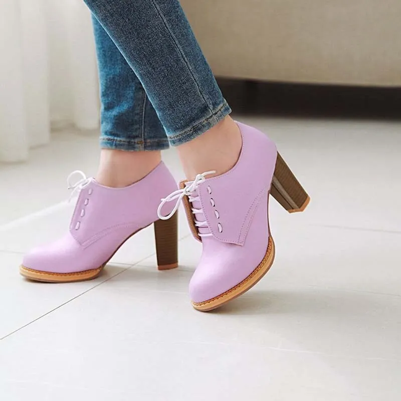 Chaussures Année 80 Derbies Roses À Talons