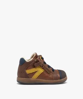 chaussures premiers pas bebe garcon bicolores - hobiz brun chaussures de parc