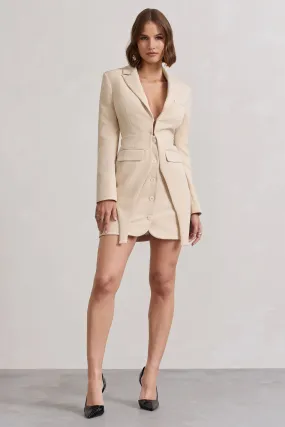 Chelsea | Mini-robe blazer en tailleur couleur pierre