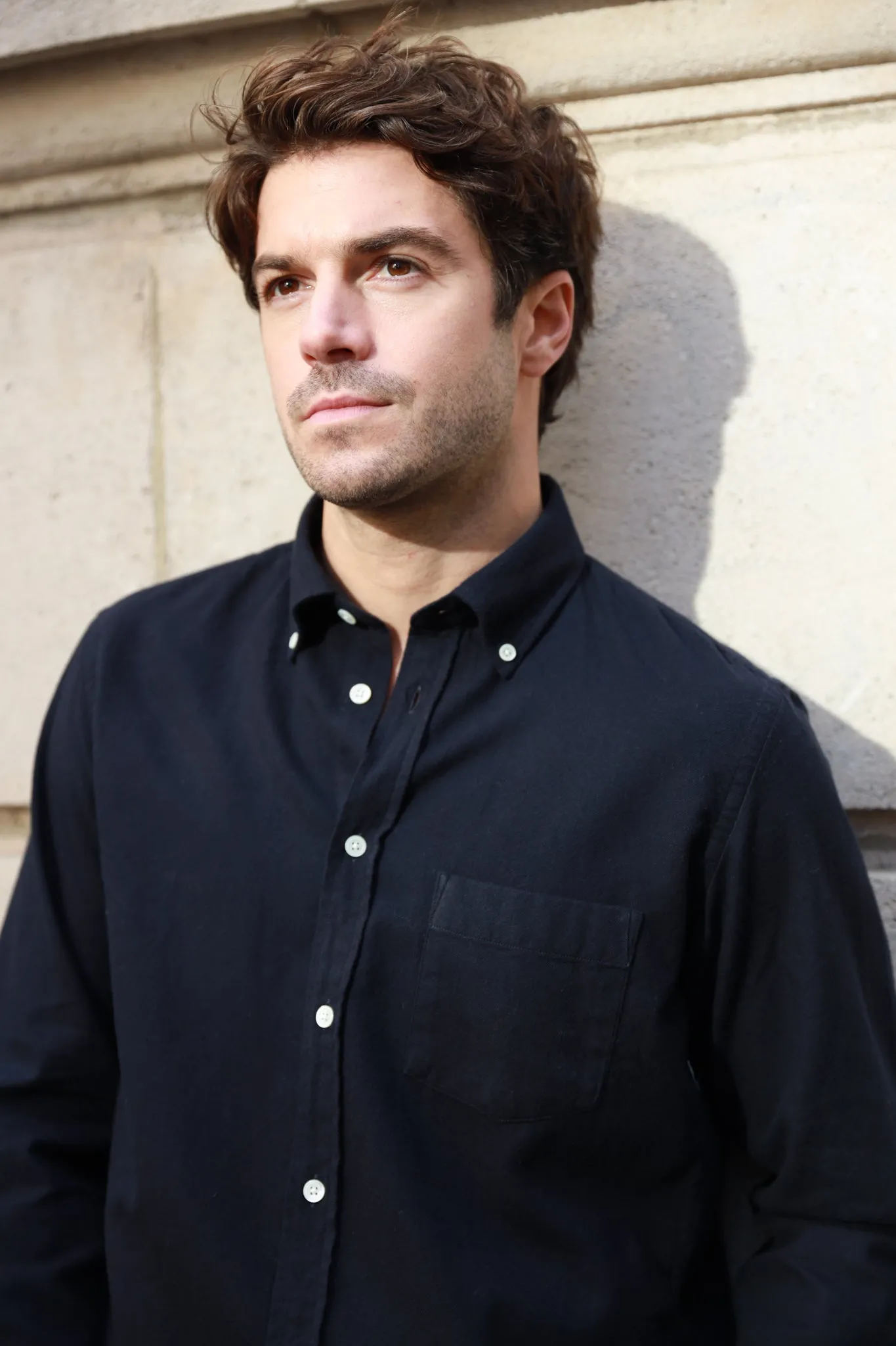 Chemise Clovis en flanelle de coton peigné - Marine