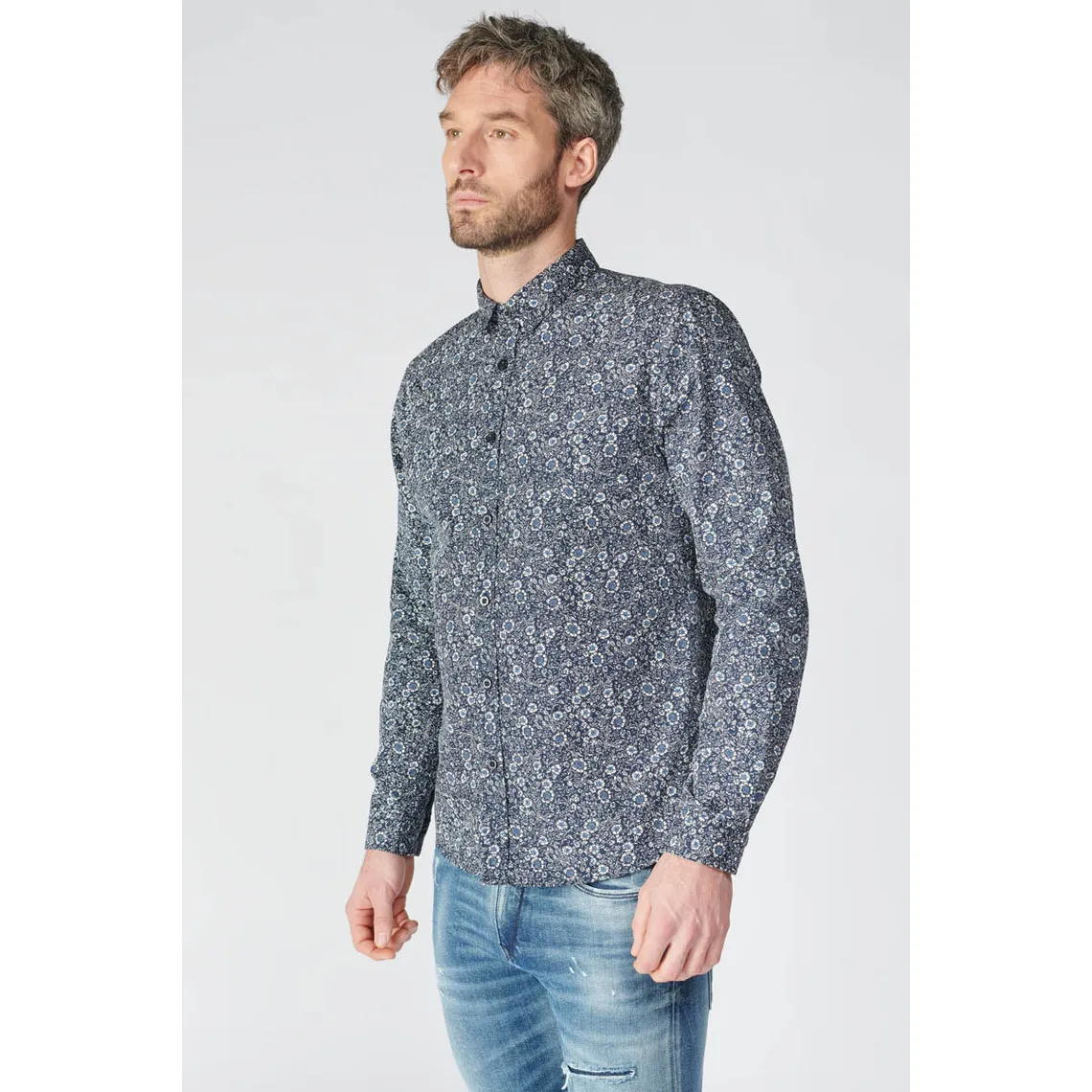 Chemise FABION bleu en coton Le Temps des Cerises - Chemise Homme sur MenCorner