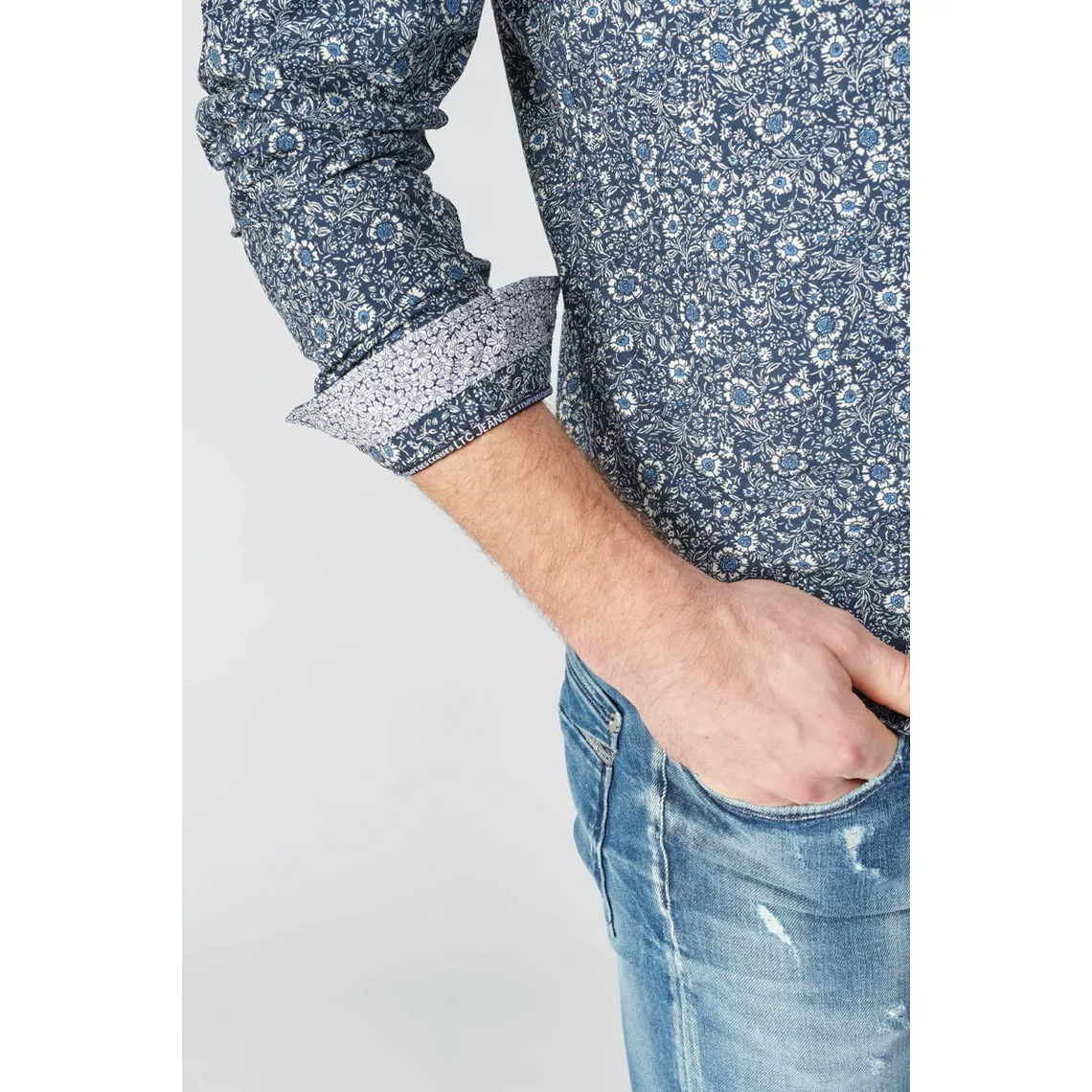 Chemise FABION bleu en coton Le Temps des Cerises - Chemise Homme sur MenCorner