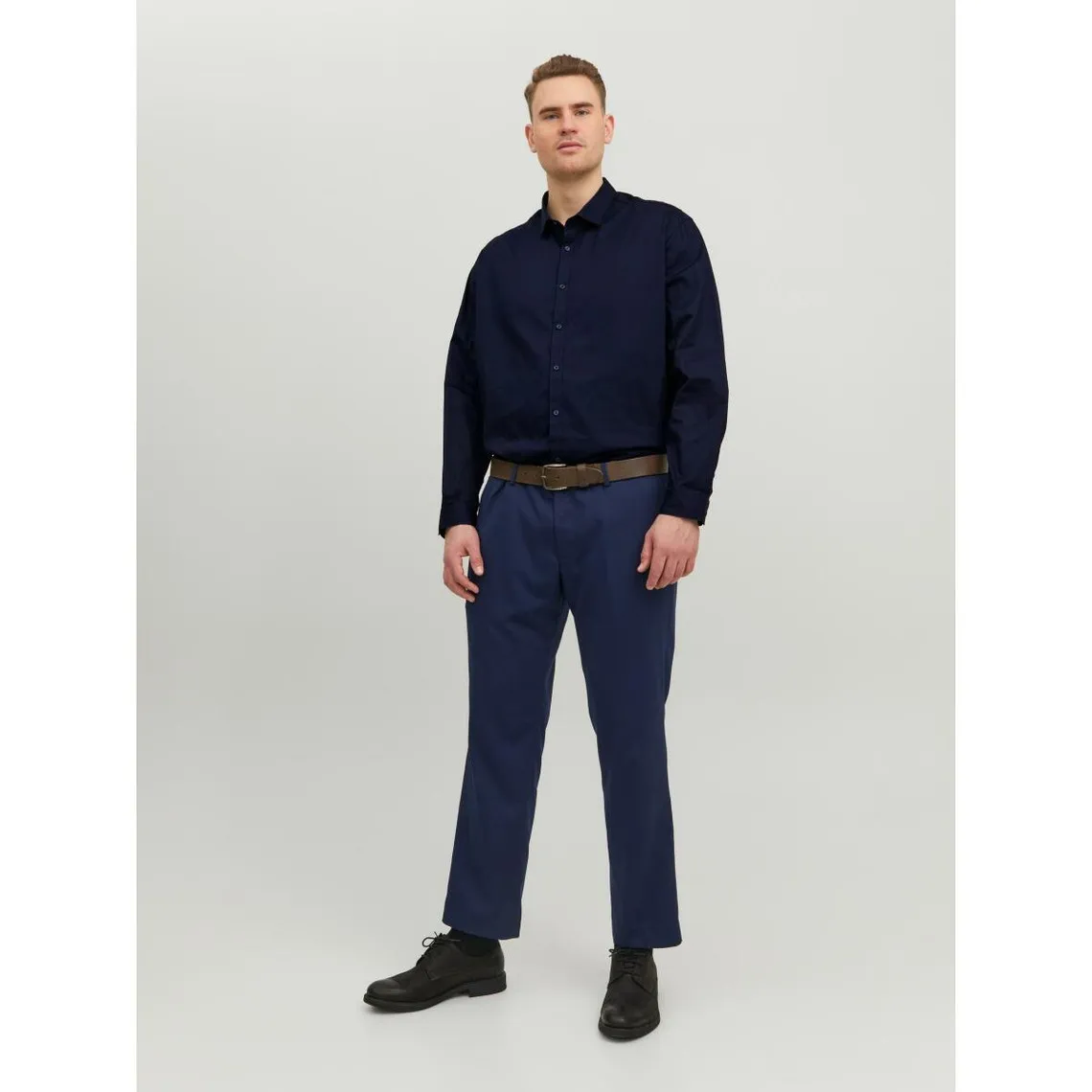 Chemise habillée Loose Fit Col chemise Manches longues Bleu Marine en coton Jack & Jones - Chemise Homme sur MenCorner
