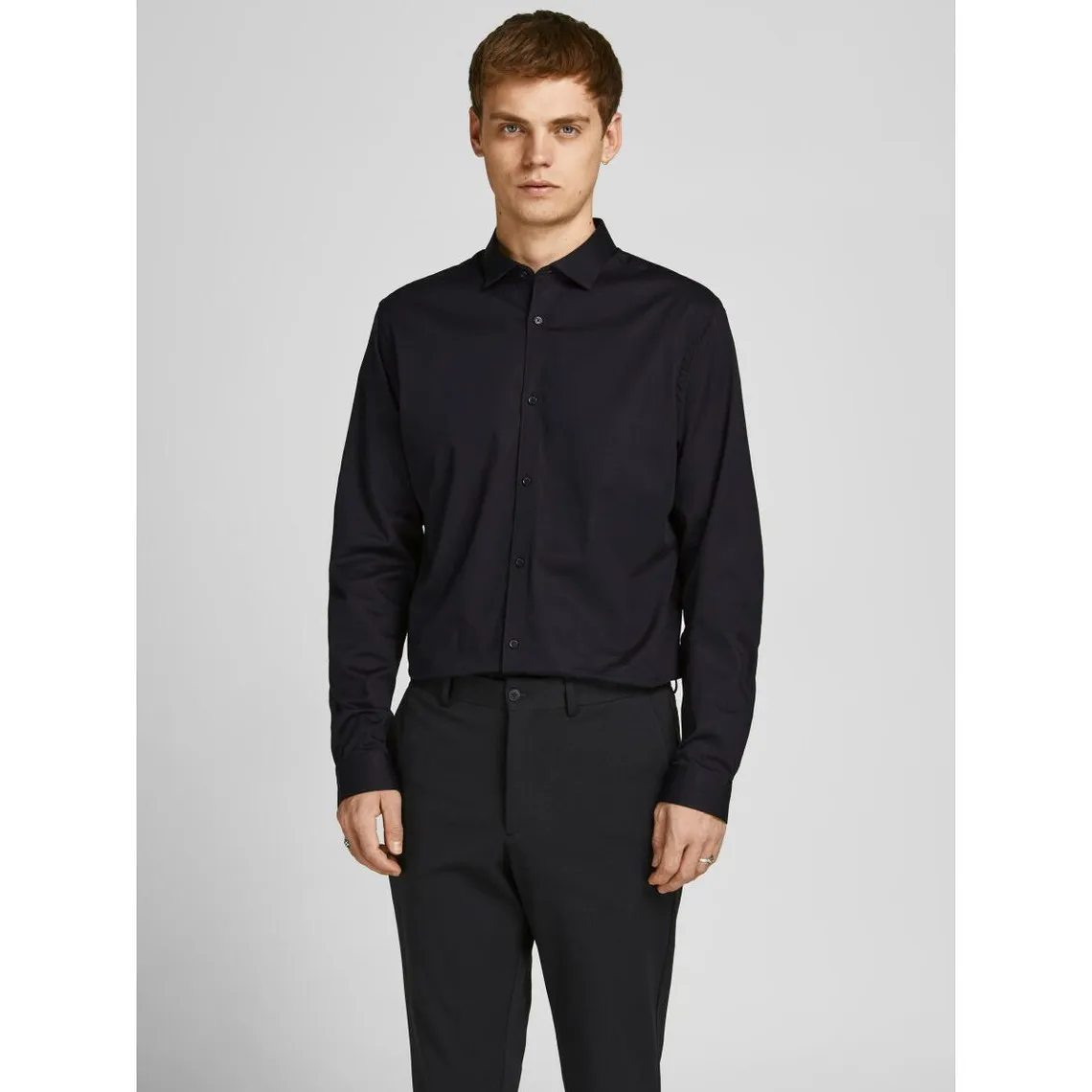 Chemise habillée Slim Fit Col chemise Manches longues Noir en coton Jack & Jones - Chemise Homme sur MenCorner