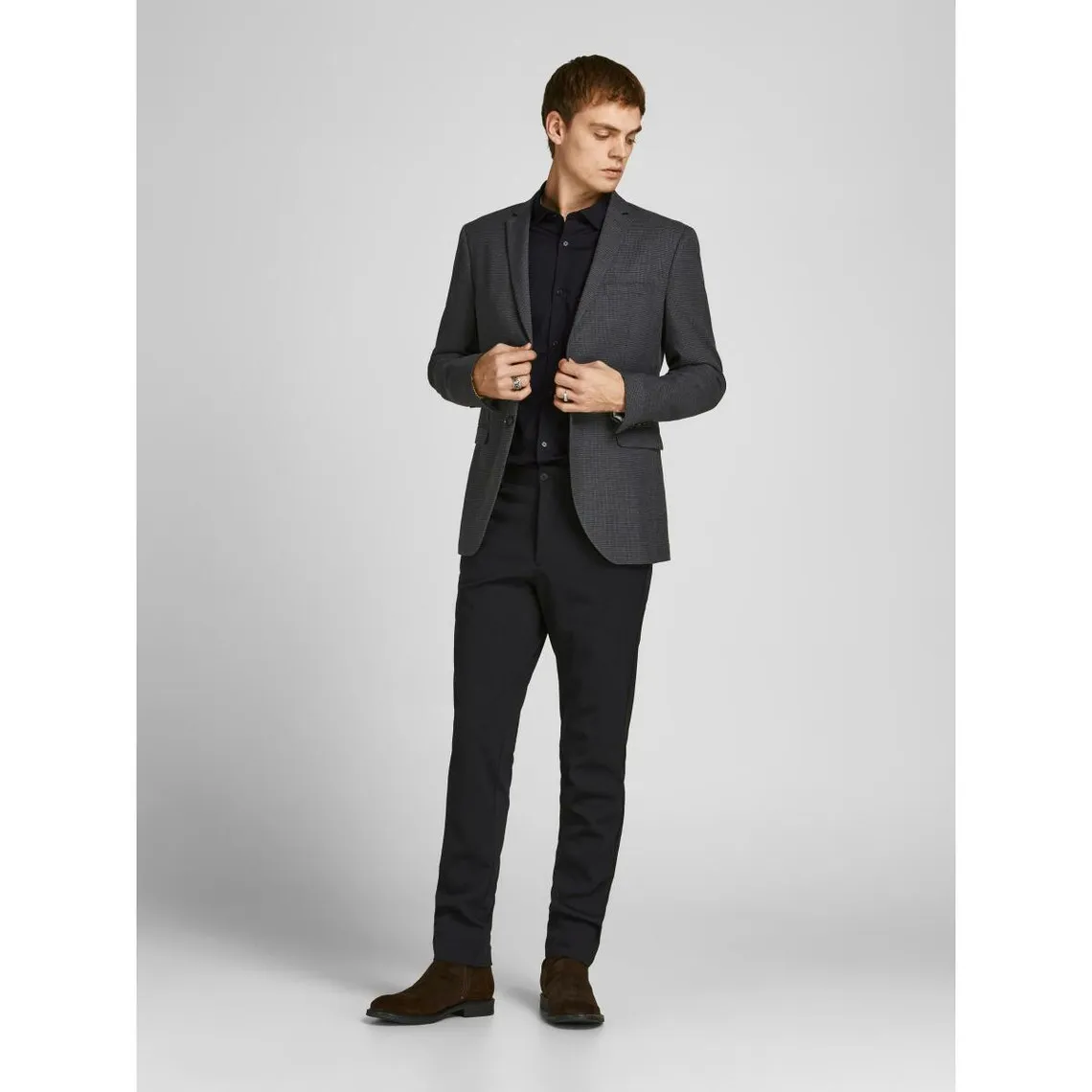 Chemise habillée Slim Fit Col chemise Manches longues Noir en coton Jack & Jones - Chemise Homme sur MenCorner