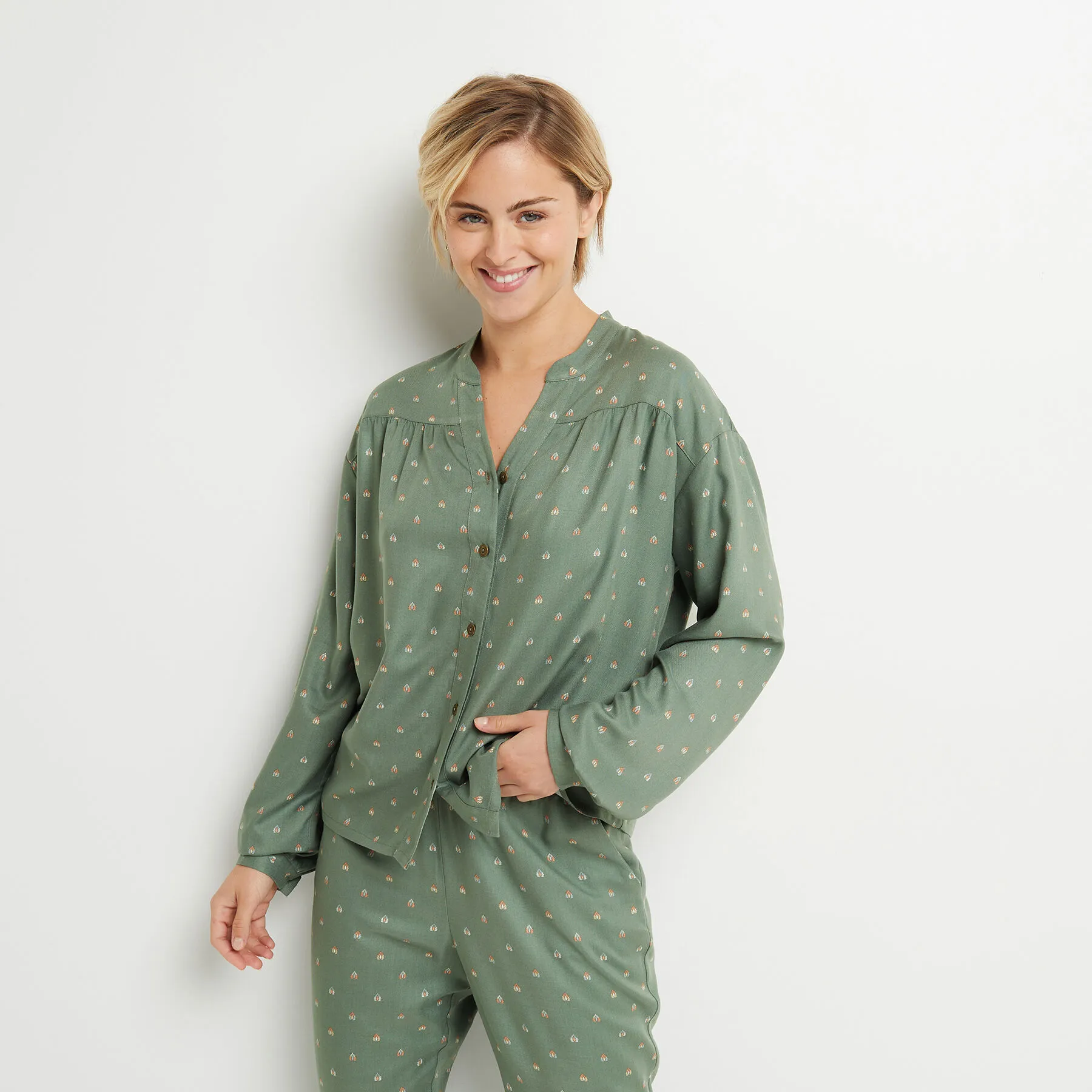 CHEMISE IMPRIMEE MULTICO VERT | RougeGorge