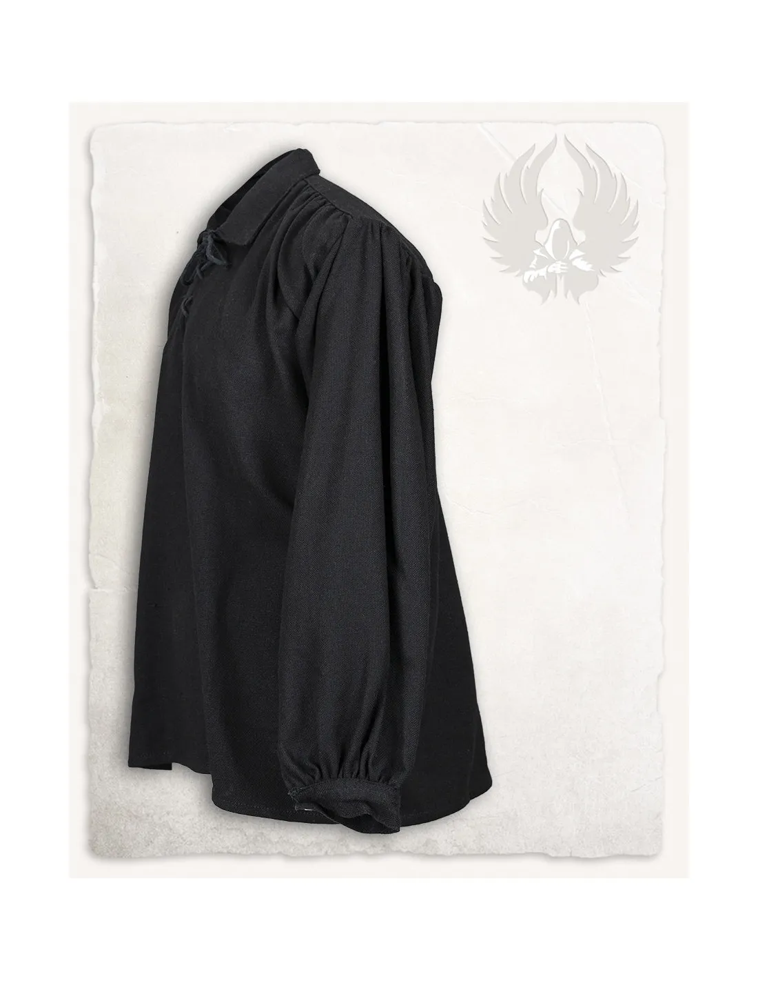 Chemise médiévale à nouer modèle Jonathan, couleur noire ⚔️ Boutique Épées