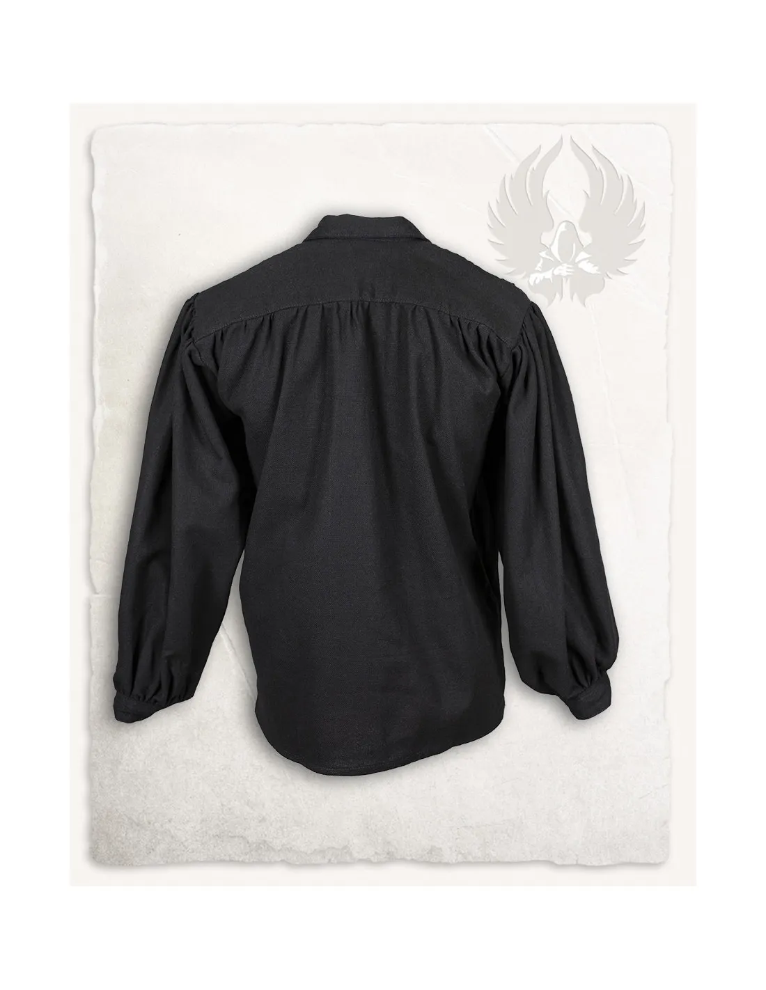 Chemise médiévale à nouer modèle Jonathan, couleur noire ⚔️ Boutique Épées